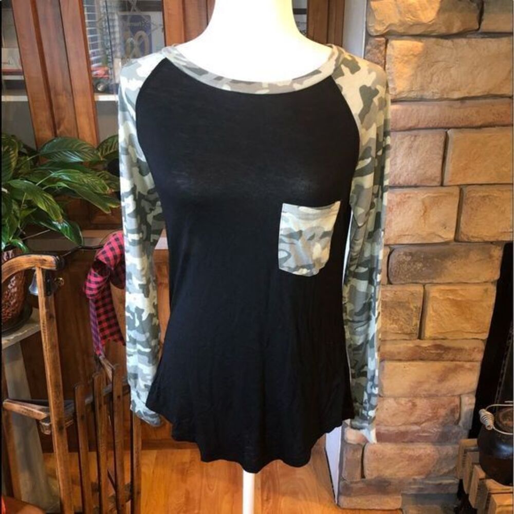 Tickled Teal black and camouflage long sleeve